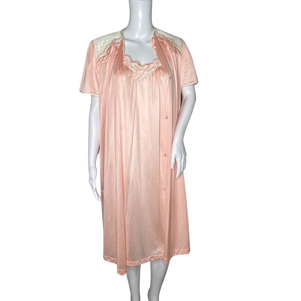 Vintage Vanity‎ Fair Nightgown Set Womens Small Pink Bohemian Grandmacore Granny